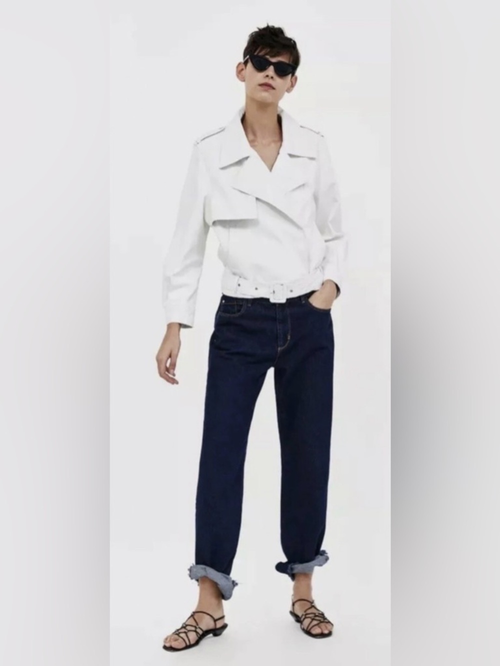 Zara Off White Lightweight Faux Leather Jacket Size M - Picture 2 of 16